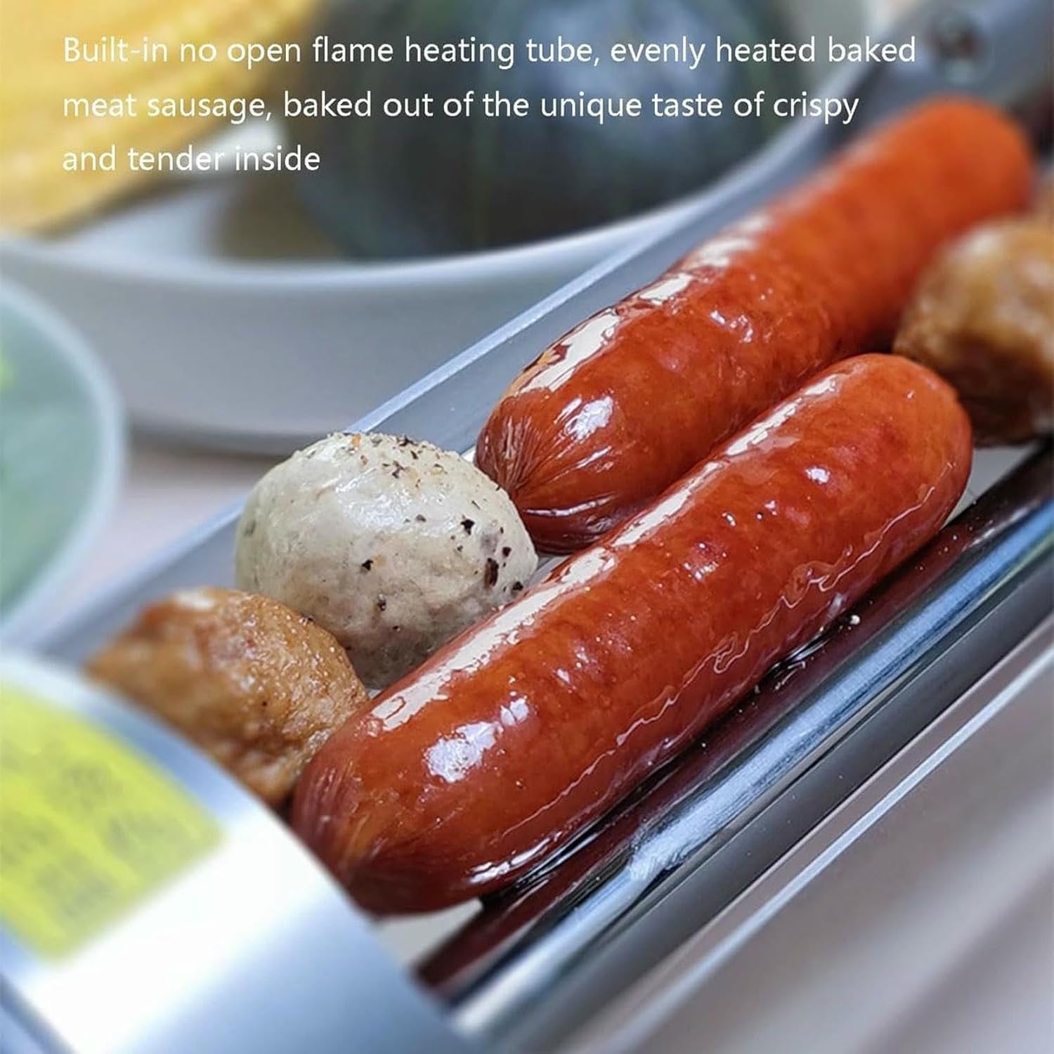 Hot Dog Machine Sausage Grill Cooker Machine,Hot Dog Roller Machine with Heating/rolling Independent Switches,4 Hot Dog Capacity,for Restaurant, Home, Snack Bars